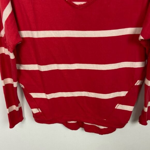 Free People Upstate Red Striped Long‎ Sleeve Top Oversized Boho Size XS Bohemian - Picture 9 of 16